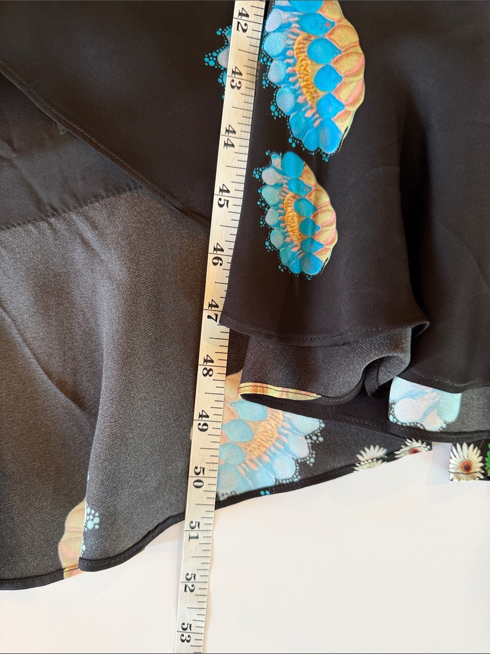 Cynthia Rowley Eve Black Floral Print Wrap Dress W Ruffle Trim Size Medium - Picture 11 of 13